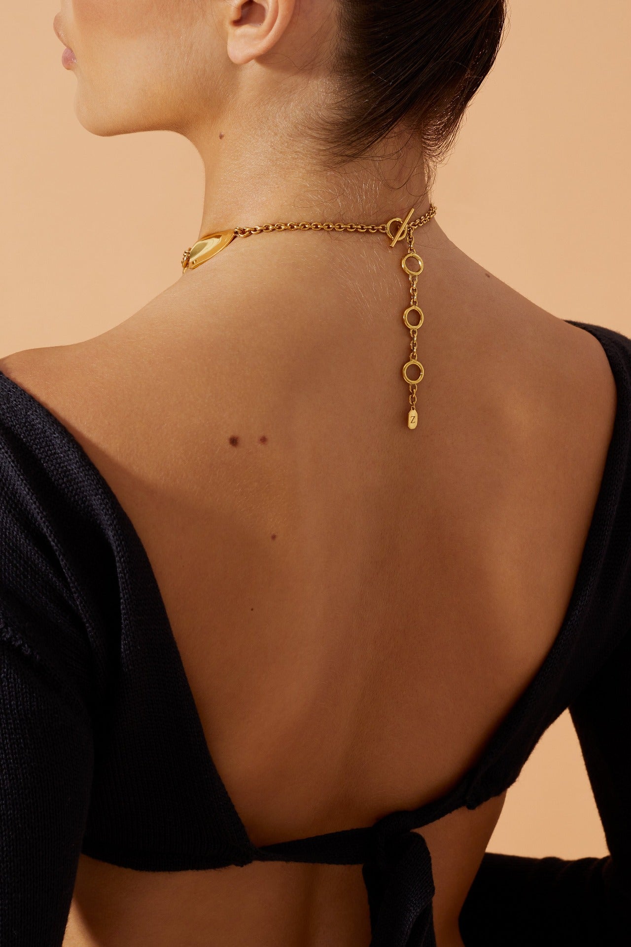 Flook The Label X Iza Jewelry Miro Gold plated sculptural necklace Back View