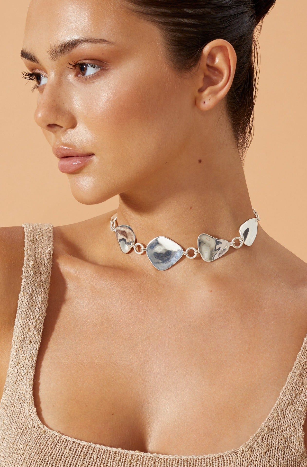 Flook The Label X Iza Jewelry Miro  silver plated sculptural necklace