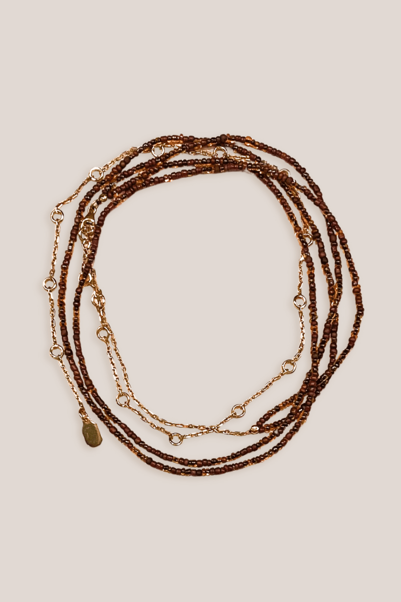 Flook The Label x Iza Jewelry  Nevali  Glass Beads Belly Chain in  tortoise