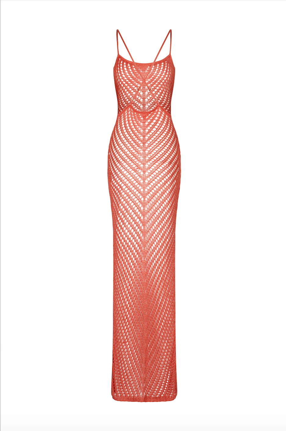flook the label ayana maxi dress coral knit model product image back