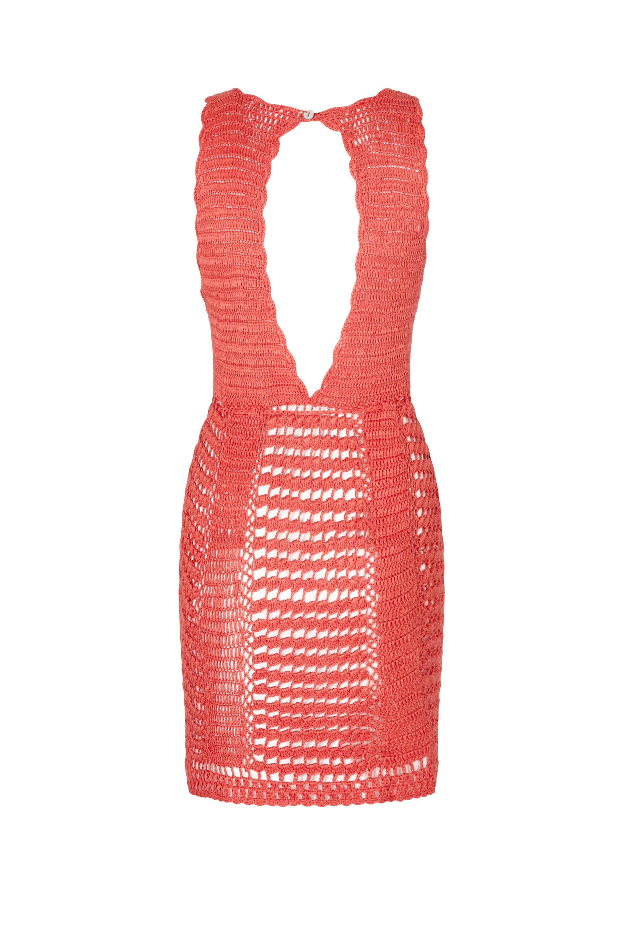flook the label ina mini dress coral crochet product image back