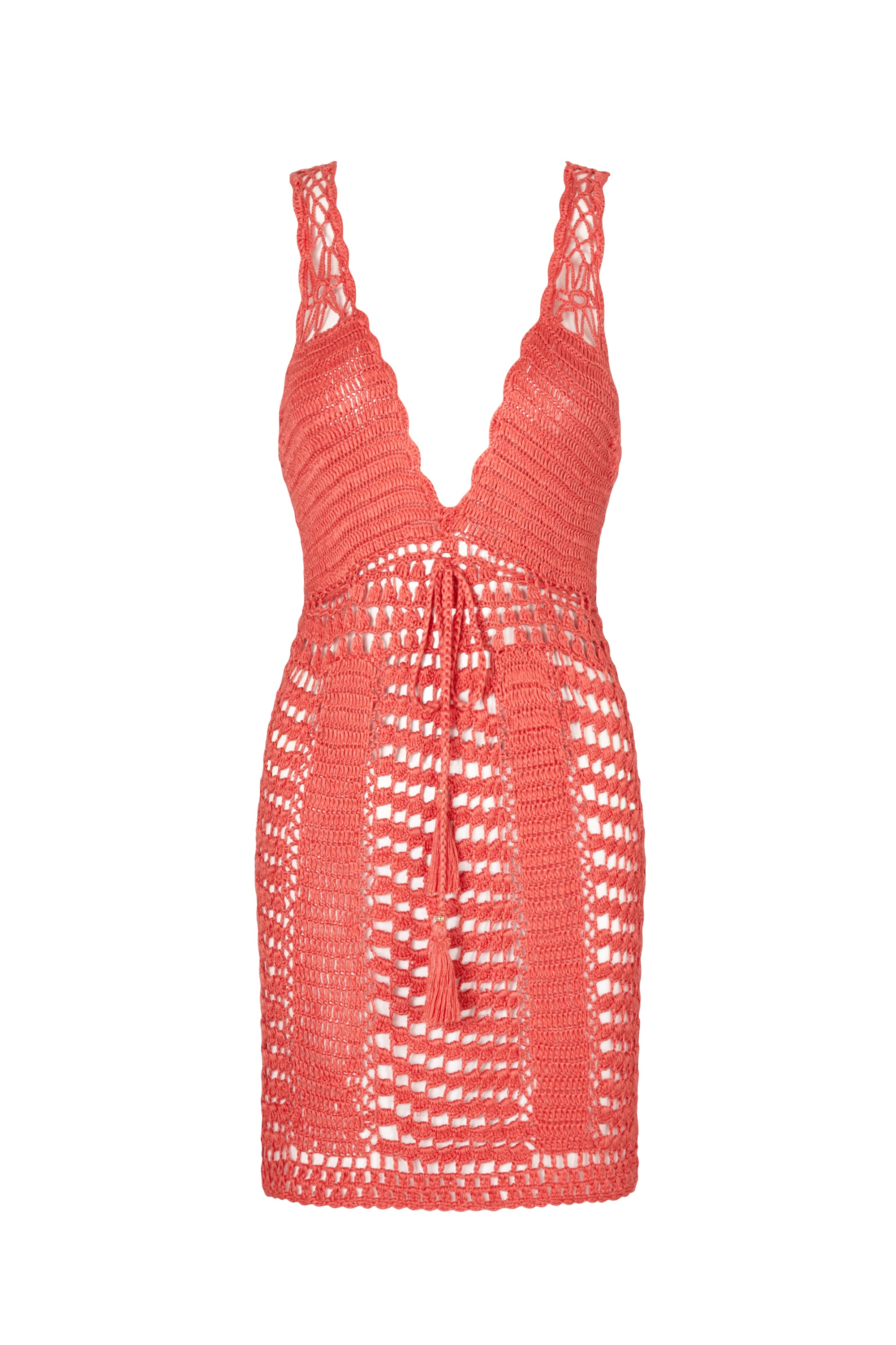 flook the label ina mini dress coral crochet product image front