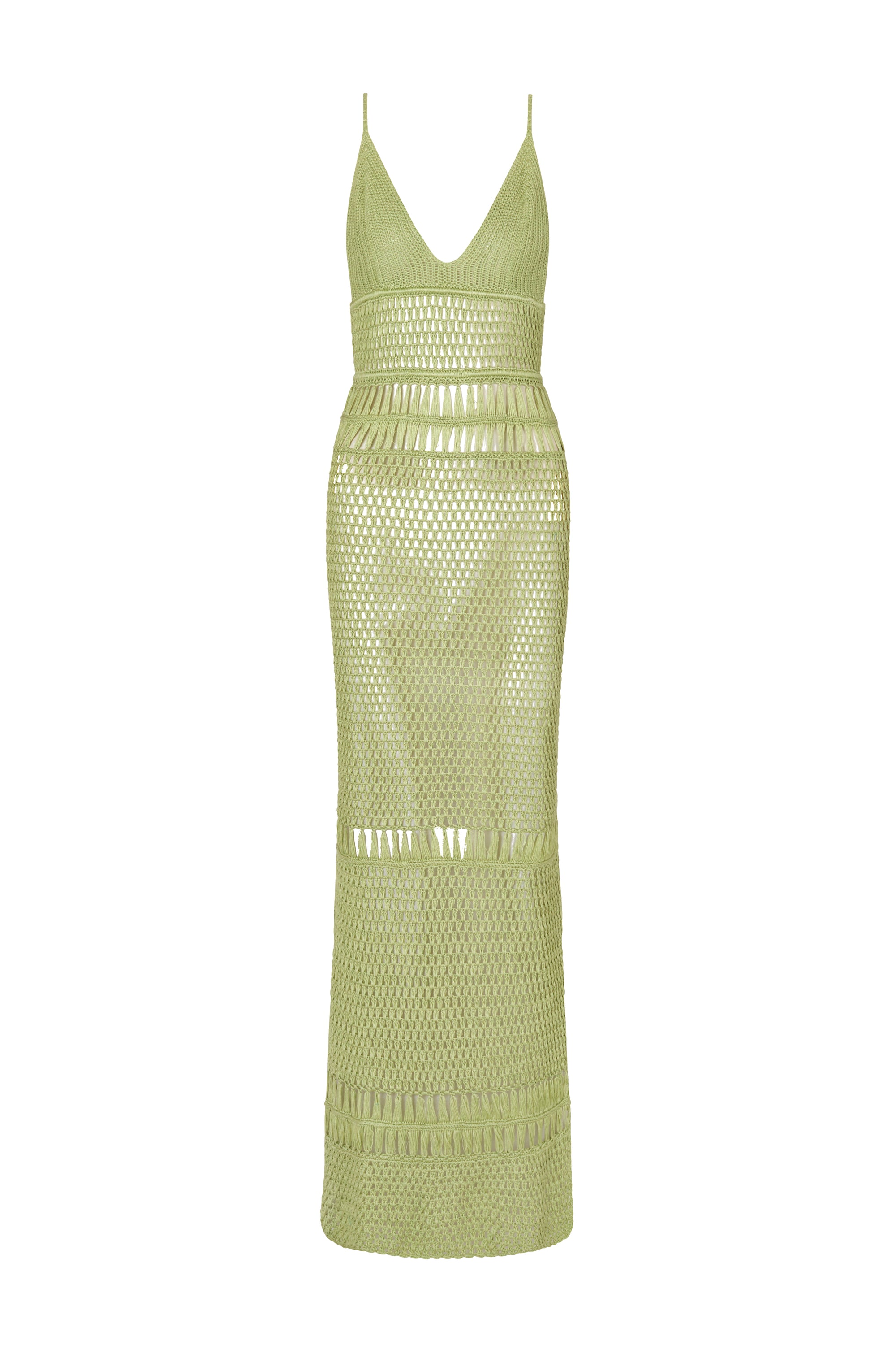 flook the label luana maxi dress lime crochet product image front