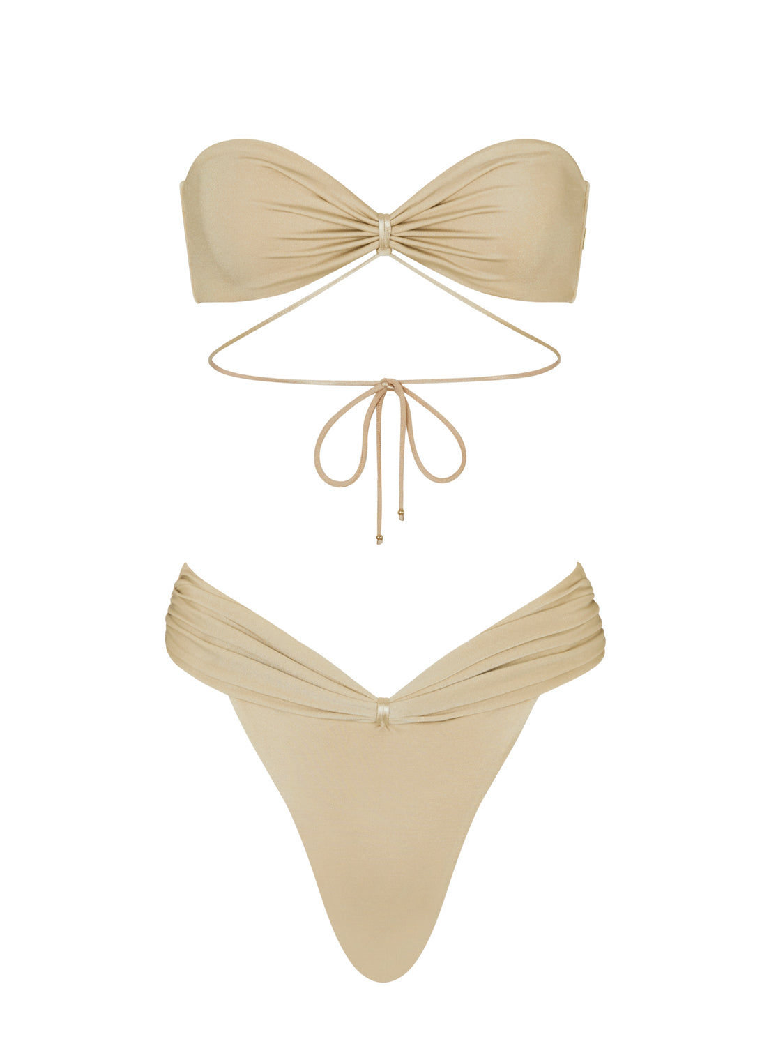 flook the label nia bandeau top emilia brief swimwear gold product image front