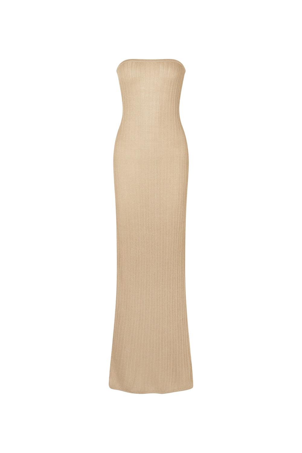 flook the label seona bandeau maxi dress knit caramel product image front 