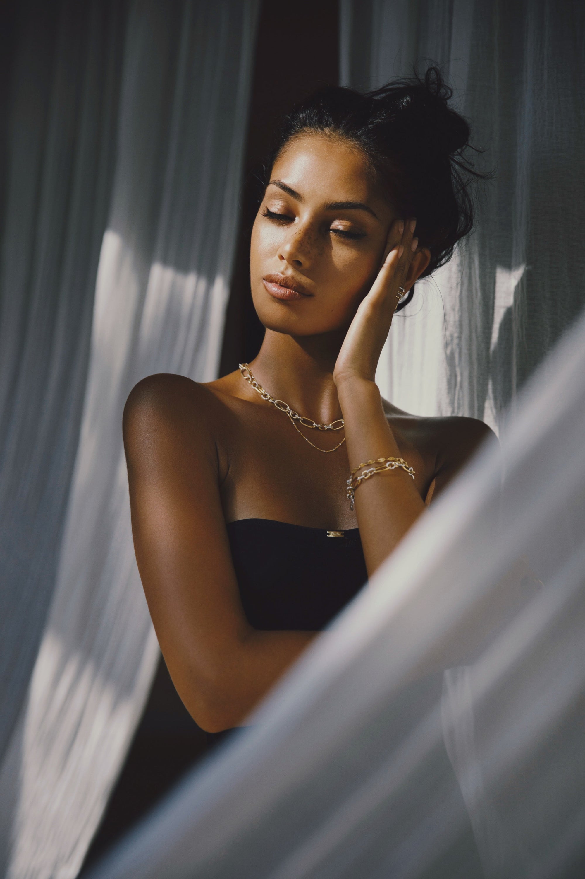 Elena Bandeau Slip Dress Black