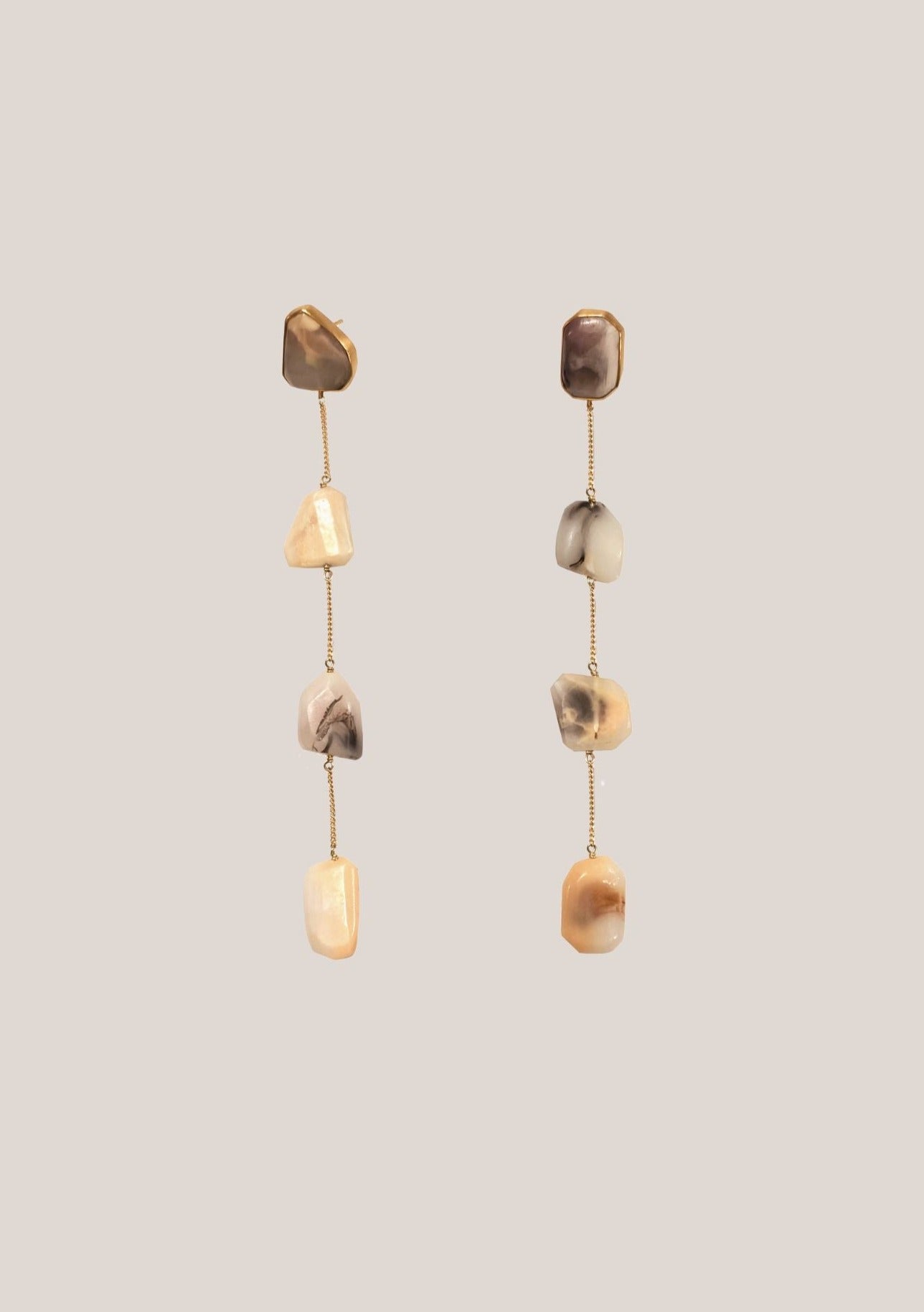 flook the label iza jewelry collab opalite drop earrings gold resin beads product image