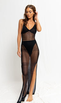 flook the label kendall dress black knit knitwear beachwear model studio