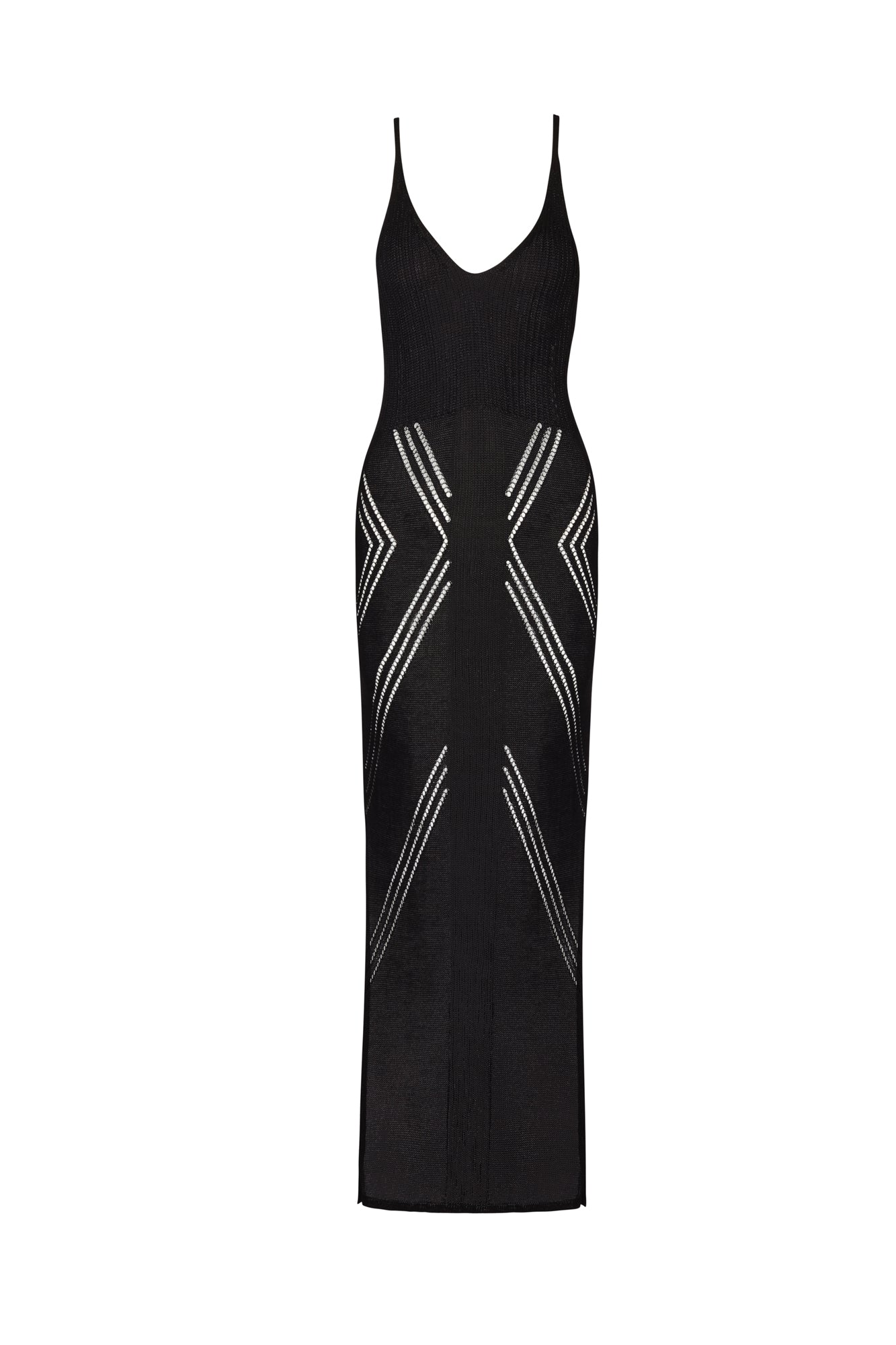 flook the label cari dress black knit knitwear beachwear maxi detail front