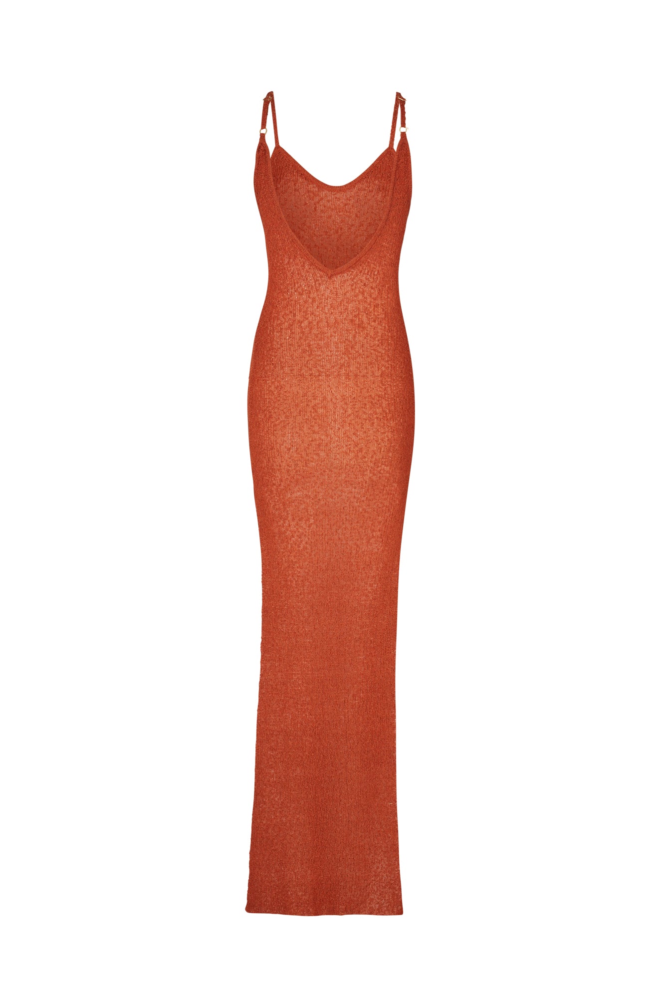 flook the label izara maxi dress rust beachwear knitwear knit detail back