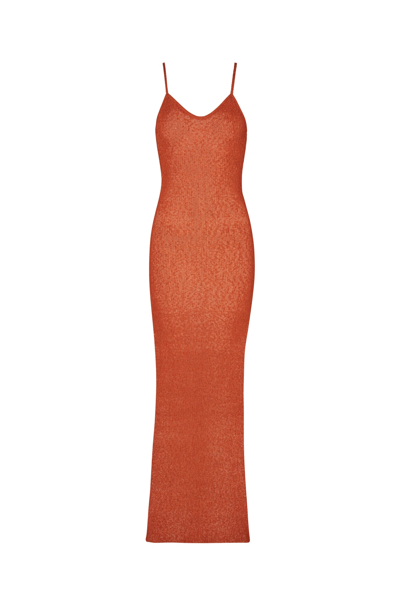 flook the label izara maxi dress rust beachwear knitwear knit detail front