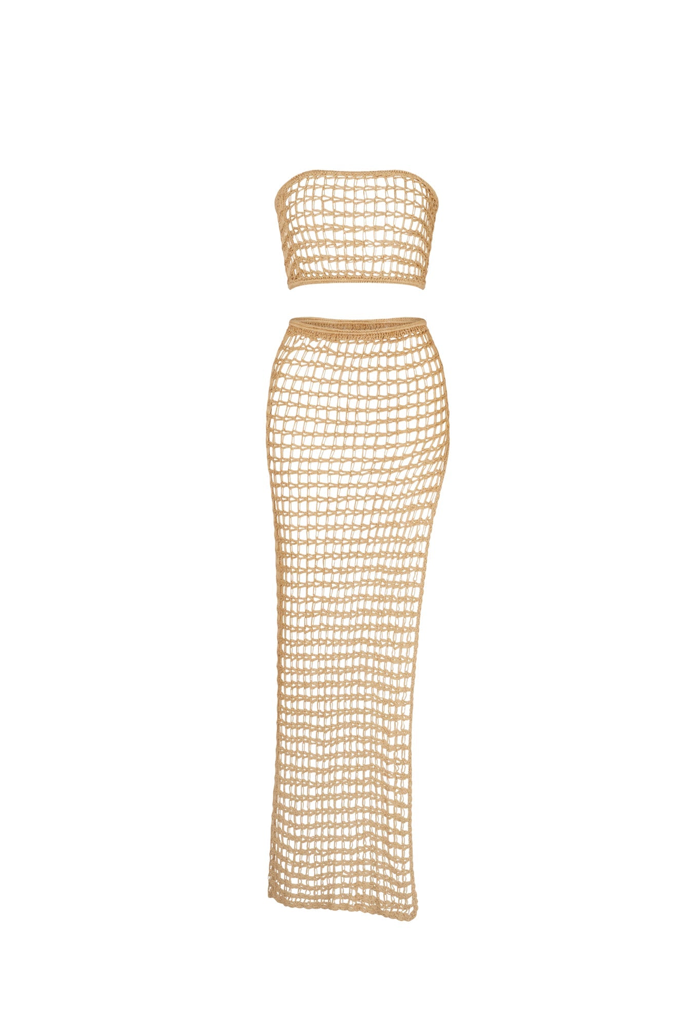 flook the label malia set top skirt crochet golden sand beachwear detail front
