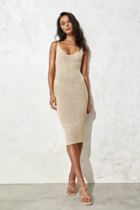 flook the label raya midi dress knit knitwear nude model studio