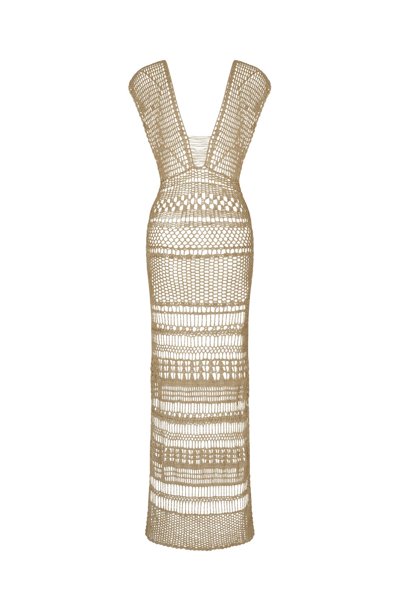 flook the label sariah dress khaki crochet beachwear detail back