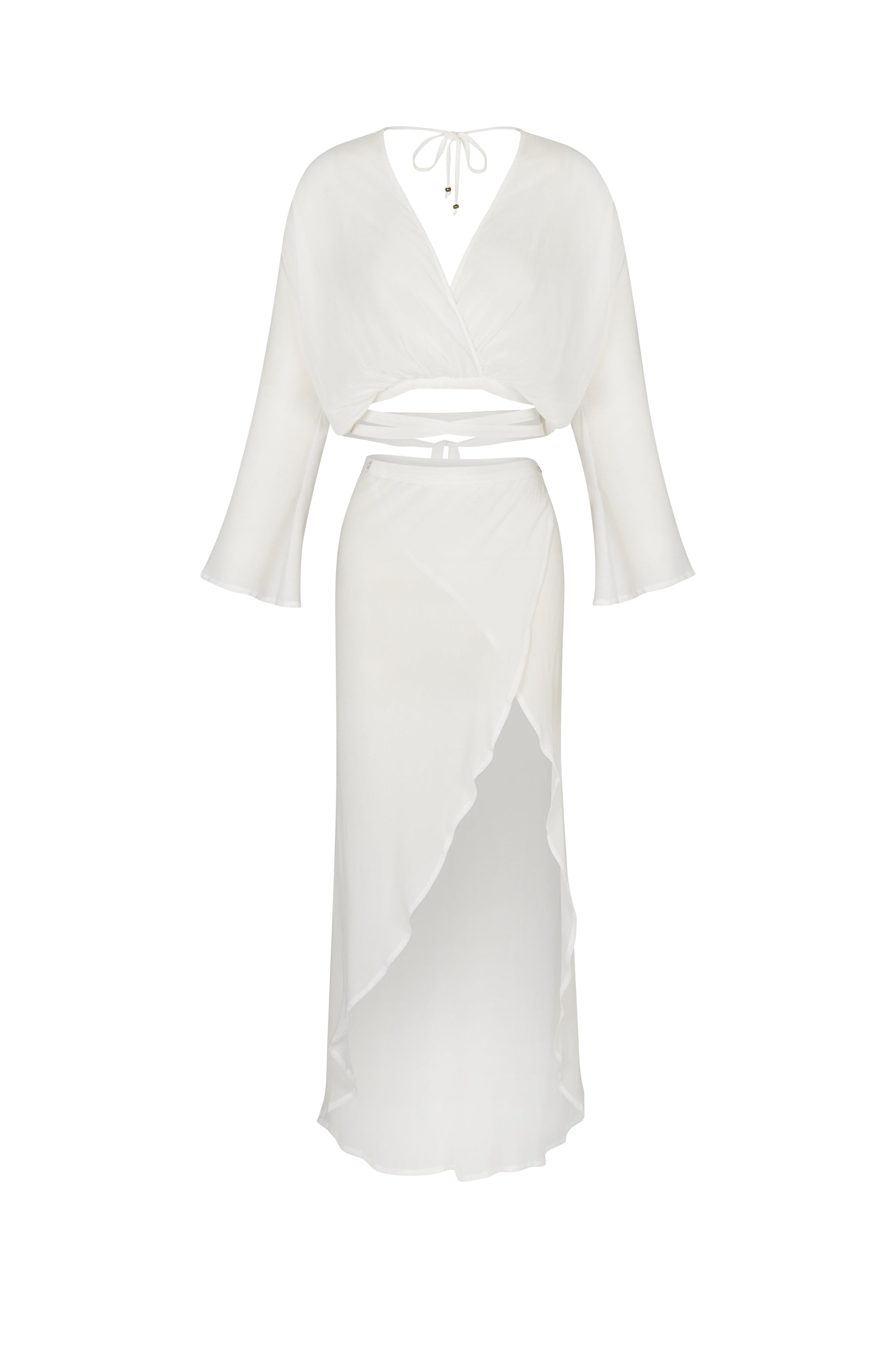 flook the label aimee skirt set eco white detail front